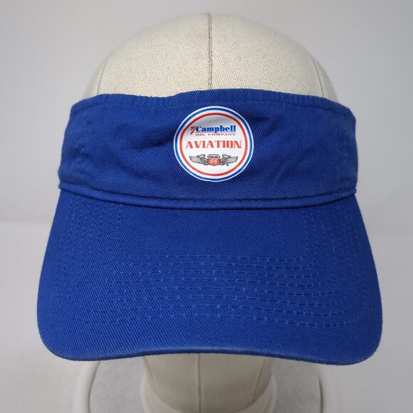 Campbell Aviation Strapback Visor Hat Blue One Size Port & Company - Picture 2 of 10